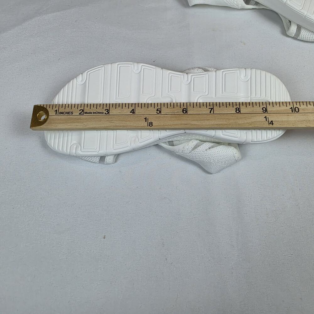 Womens White Knit Stretch Sandals Size 39 Open Toe Comfort Slip On Casual - Picture 6 of 6